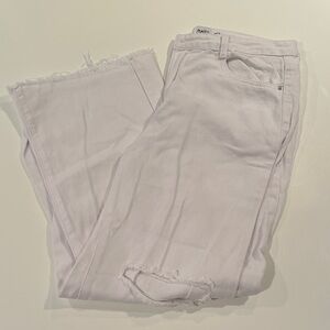 White Distresswd Straight Leg Jeans